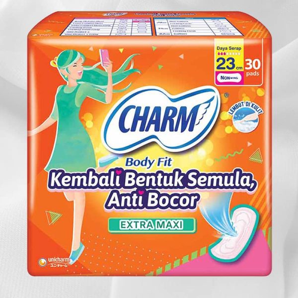 CHARM Body Fit Pembalut Wanita Extra Maxi Non Wing 23 cm 30 pcs