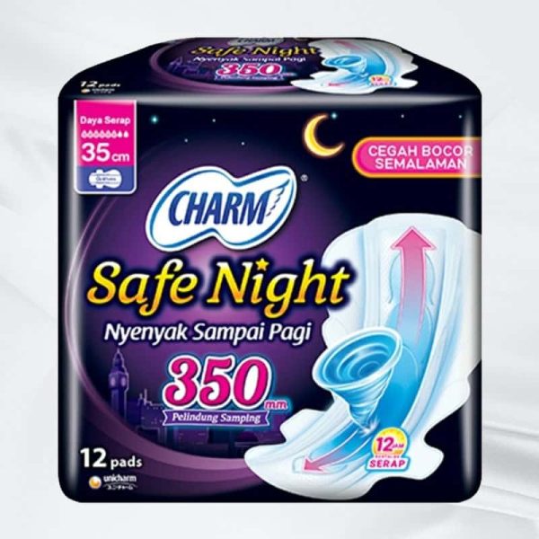 CHARM Safe Night Pembalut Wanita Gather Wing 35 cm 12 pads