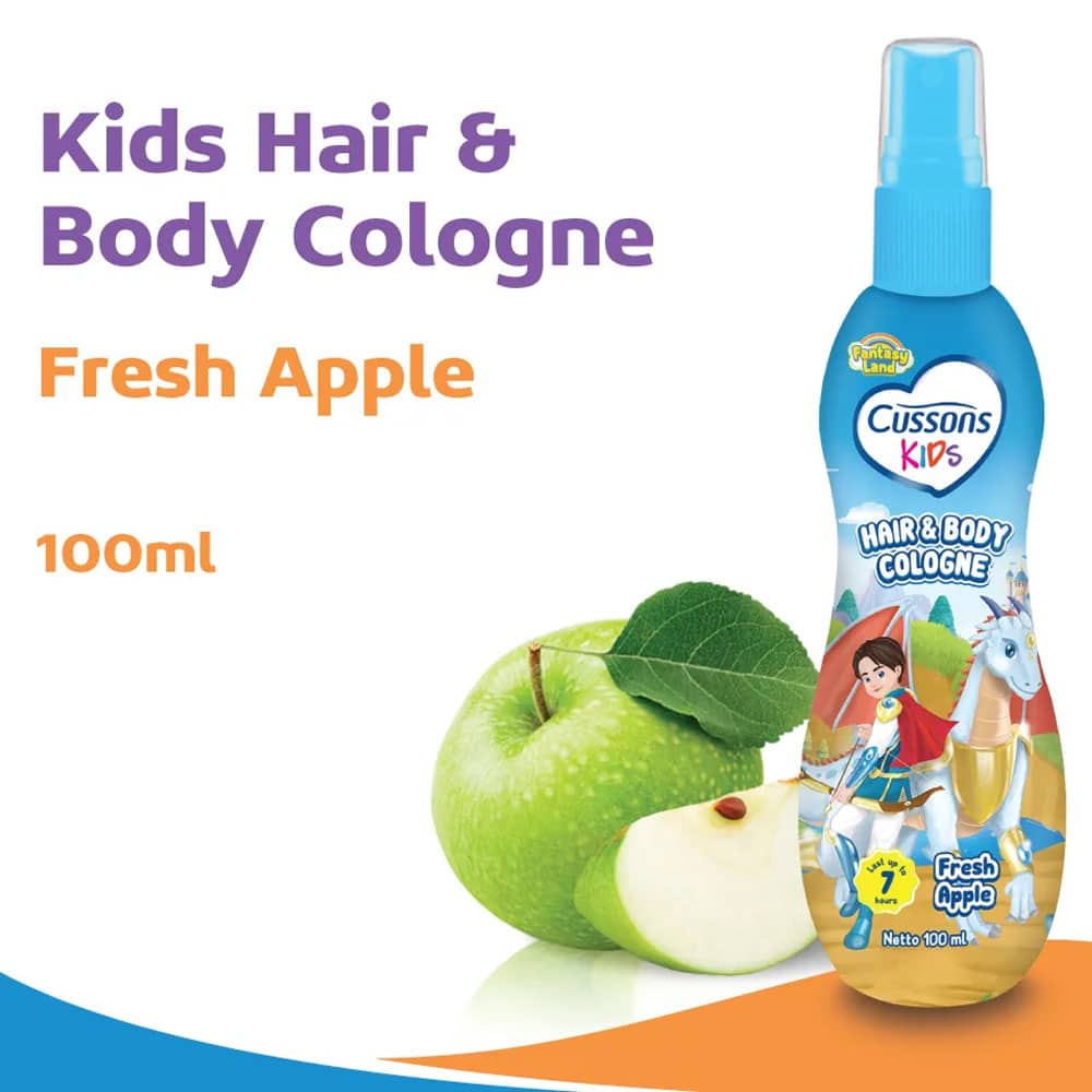 1701567409_Cussons20Kids20Hair202620Body20Cologne20Fresh20Apple2010020ml.jpg Cussons Kids Hair & Body Cologne Fresh Apple 100 ml - Gambar 1