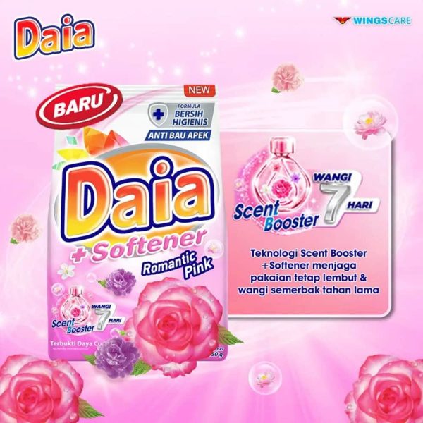 Daia Deterjen Bubuk + Softener Romantic Pink 800 g