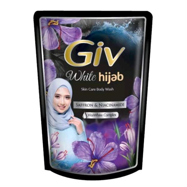 Giv White Hijab Body Wash Shafron & Niacinamide Refill 400 ml